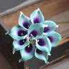 Teal Purple Picasso Calla Lilies Real Touch Flowers For Silk Wedding Bouquets Artificial Lily Decorative & Wreaths215L