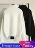 女性用セーター高品質の秋の冬のタートルネックプルオーバーセーター女性特大のニットセータージャンパーソフトホワイトブラックセーター230927