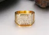Klusterringar gul guld färgring för män full diamanter bröllop engagemang party smycken titan coola gåvor storlek 7 8 9 10 11 12