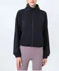 LU-934 Primavera e autunno nuova giacca con coulisse colletto alla coreana Cappotto da yoga da donna Giacca sportiva con tasche larghe Abbigliamento da corsa per fitness