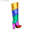 Boots Winter New Color Women's Boots High Heel Pointed Color Contrast Long Boots Fashion Personality Trend Night Club Party High Boots T230927