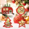 1 Stuks Led-verlichting Houten Auto Kerstboom Ster Houten Gloeiende Hanger Chritmas Boom Opknoping Ornament Home Party Kerst Decor322d