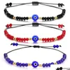 Frisado trançado mau olho azul fios pulseira artesanal jóias colorf contas de cristal pulseiras para mulheres menina jóias pulseiras dhkf4