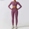 Active Set Sportswear Yoga Set Women's Workout Clothes Athletic Wear Sports Gym Legging Seamless Fitness Bra Crop Top Long Sleeve Yoga Suitl230927