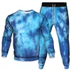 Herrspåriga färgglada slipsfärgade Vortex -mönster Tryckta män Tracksuit Kvinnor Utomhus Casual Clothing Sweatshirt Jogging Pants 2st Set Set