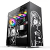 Väggklistermärken Nier Automata ATX Gaming PC Case Mid Tower Computer Dekorativ dekal Anime avtagbar vattentät klistermärke 230927