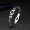 Bracciale rigido alla moda con numeri romani rotondi, braccialetti aperti, braccialetti di lusso in acciaio inossidabile, festa di nozze, regalo di compleanno per ragazze