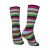 Herrstrumpor Happy Harlequins randiga vintage Harajuku Street Style Novelmönster Crew Crazy Sock Gift tryckt