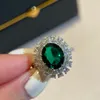 Luxury Emerald Ring Designer Diamond Rings for Women Classic Sunflower Engagement Ring Top Quality 925 Sterling Silver Jewelry