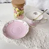 Tassen Untertassen Luxus Europäische Polka-Dot Rosa Rosen Bronzing Untertasse Kaffeetasse Nachmittagsteetasse Niedlich