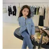 Cardigan Black/Blue Fashion Girls Baby Cardigan Kurtki Dzieci Elegancka urodzinowa kurtka Trench płaszcze płaszcze płaszcze płaszcze 230927