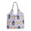 Shoppingväskor kawaii tryck spökad herrgård dekor mönster tote bärbar duk shoppare axel halloween ghostbags handväskor