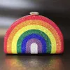 Borse da sera arcobaleno Pochette in cristallo Borsa da donna Catena Mini Minaudiere Borsa a tracolla Fashion Lady Borsa per banchetti 230926