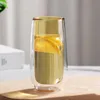 Tasse en verre à double doublure intérieure de couleur, tasse en verre transparente à haute teneur en borosilicate