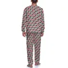 Mäns sömnkläder lapptäcke tryck pyjamas Autumn Red White Block Casual Men 2 Piece Grafiska långa ärmar varma pyjamasuppsättningar