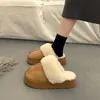 Hausschuhe Schuhe Frau Plüsch Hausschuhe Für Erwachsene Niedrige Pantofle Plattform Pelz Flache Huf Heels Baumwolle Stoff Gummi Rom Grundlegende Rutschen 230926