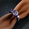 Cluster Ringen Trouwring Paars Kristal Zirconia Zwart Pistool Voor Vrouwen Mode-sieraden Maat 6 7 8 AR2023
