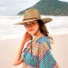 Utomhushattar breda grimkvinnor Män Panama Straw Hat With Chin Strap Summer Garden Sun Hat Upf 50 230927