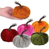 Decorative Flowers 10cm Halloween Pumpkin Ornament Handmade Velvet Pumpkins Soft Stuffed Foam Harvest Thanksgiving Centerpiece Decorations