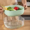 Annan hemlagringsorganisation Kitchen Multifunction Drain Basket Light Luxury Vegetable Washing Filter Bowl Cleaning Colander Tool 230926