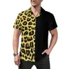 Men's Casual Shirts Gold Two Tone Shirt Cute Cheetah Print Beach Loose Hawaiian Vintage Blouses Short Sleeve Pattern Oversized Tops