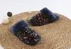 Baotou cotton slippers Women's sequined fashion plush slippers The hairy slipper lady in the house classic australia boots loafers