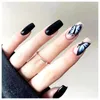 False Nails 24Pcs/box Press On With Glue Long Coffin Glossy Glitter Fake Nail Tips Stick-on Wearable Manicure Art Equipment