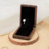 Jewelry Pouches Solid Wood Ring Box Black Walnut Storage Holiday Gift Packaging High-Quality Proposal Engagement Rotating