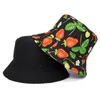 Berets Four Seasons Bawełniany druk owocowy Kapelusz Modna Joker Outdoor Travel Sun Cap for Men and Women 162