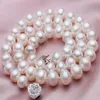 Charming 8-9mm genuine white AKoya pearl necklace 18inch 925 silver clasp257e