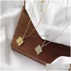 Other 925 Sterling Sier Rose Flower Necklaces Simple Geometric Square Pendant Necklace For Women Joyas De Plata Jewelry Jewelry Neckla Dhrj6