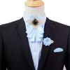 Bow Ties Men's Tie Brooch Set British Korean Business Banquet Dress Suit Shirt Collar Flowers Men Wedding Bow-tie Brooches 3 Pcs Sets