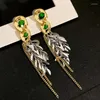 Dangle Earrings Classic Charm Leaves Tassels Earring Exaggerated Style Chain Vintage Cubic Zirconia Jewellery Delicate Trendy Jewelry