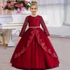 Mädchenkleider, langärmeliges Pailletten-Spitzenkleid für Mädchen, Geburtstag, Abschlussfeier, Hochzeit, Abschlussball, Abend, 4–12 Jahre alt