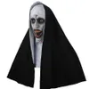 La nonne masque d'horreur Halloween Cosplay effrayant masques en Latex avec foulard casque intégral accessoires de fête Drop 294r