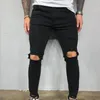 Herren Jeans Männer Zerrissene Röhrenjeans Mode Knieloch Zerstört Ausgefranste Schwarze Stretchjeans Hombre Lässige Blaue Denim Bleistifthosen Streetwear 230927