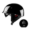 Motorradhelme Schwarzer Vintage-Helm mit offenem Gesicht DOT-zugelassener halber Retro-Moto-Casco-Capacete Motociclistas246N