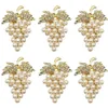 Servettringar druvor uppsättning av 6 med glittrande imitation av diamant och pärlor inläggslegeringsringhållare228y