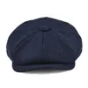 BOTVELA Wool Tweed sboy Cap Herringbone Men Women Gatsby Retro Hat Driver Flat Black Brown Green Navy Blue 005 201216225r