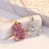 Fashion Bear Pendant Necklace Women Rose Gold Silver Plated Diamond Clavicular Chain Bees Top Quality Jewelry J1102 med Box299i