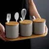 Nordic Kruidenpot Set Peper Zout Cruet Containers Opslag Specerijen Kruidenrek Lepels Lids246f