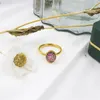 Bröllopsringar Enkel rosa färgblommönster för kvinnor 2023 Trendigt guld rostfritt stål par smycken tillbehör gåva