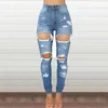 Jeans femininos calça jeans mulheres cintura alta rasgado bulift angustiado estiramento juniors magro solto reto