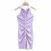 Casual Dresses Summer For Women 2023 Party BodyCon Dress Mini Halter Ruched Shirt Vintage Button Up Vestidos Elegant