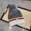 Stylish Knitted Hat Designer Winter Warm Cap Beanie Caps for Man Woman Cute Fur Ball Hats 4 Colors