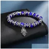 Beaded Hand Evil Blue Eye Charms Strand Bracelets Bangles Beads Turkish Pseras For Women Jewelry Wholesale Jewelry Bracelets Dhxzb