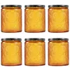 6pcs kits de recipientes de velas de vidro em relevo vazios redondos para fazer frascos de conserva garrafas de armazenamento 253l