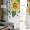 Rideaux transparents en Tulle pour chambre à coucher, en fleurs, tournesol, pour cuisine, bureau, salon, décoration de vacances, 230927