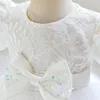 Vestidos da menina longo marfim flor meninas para festa de casamento gala o-pescoço tule rendas apliques volta zíper criança princesa vestido de baile 2023