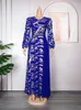 Plus size Dresses African Wedding Party Dresses for Women Summer African Long Sleeve V-neck Polyester Blue Purple Pink Long Dress African Clothes 230927